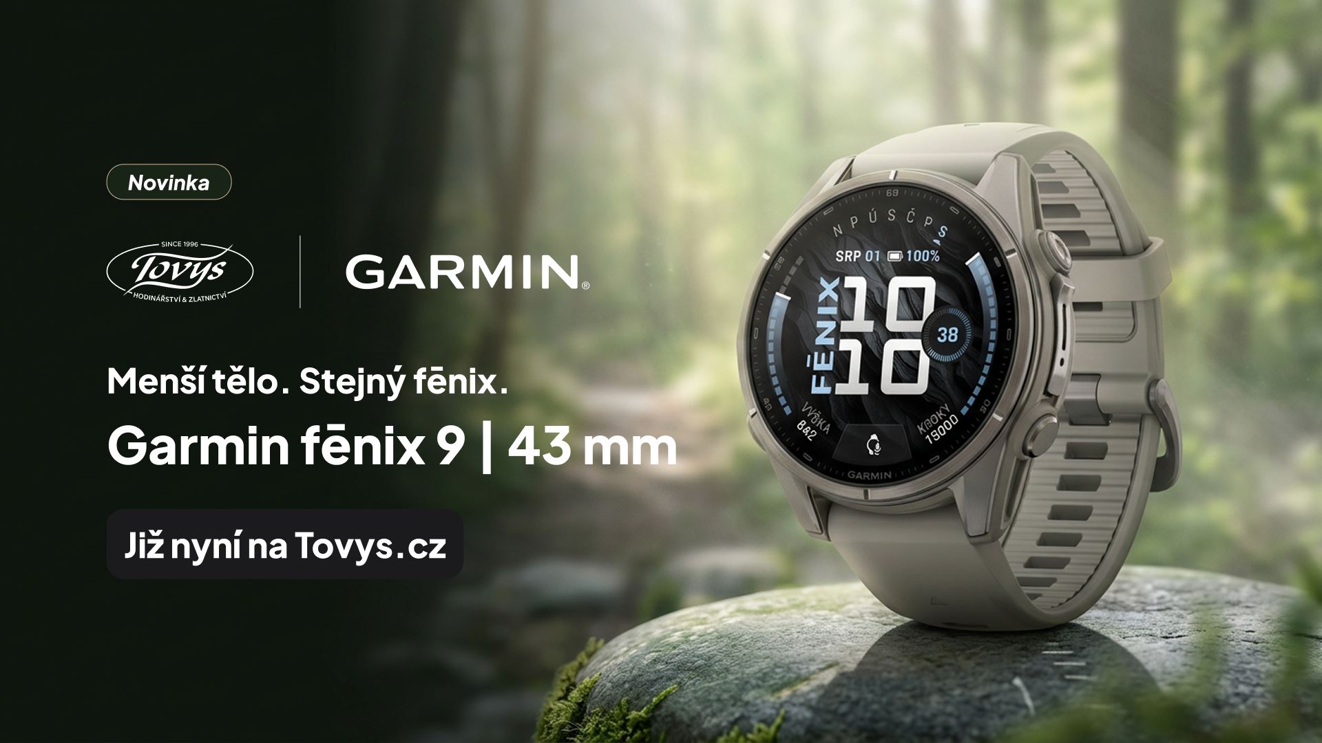 Garmin F&eacute;nix 9 43mm kompaktn&iacute; design