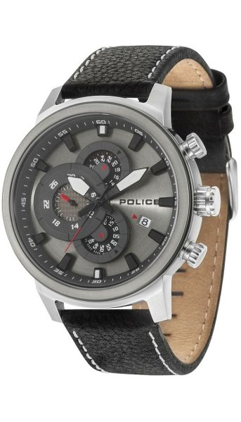 Orologio Police Da Uomo PL15037JSTU.04, Cassa 46 Mm Acciaio, Cinturino Pelle Nera, Multifunzione