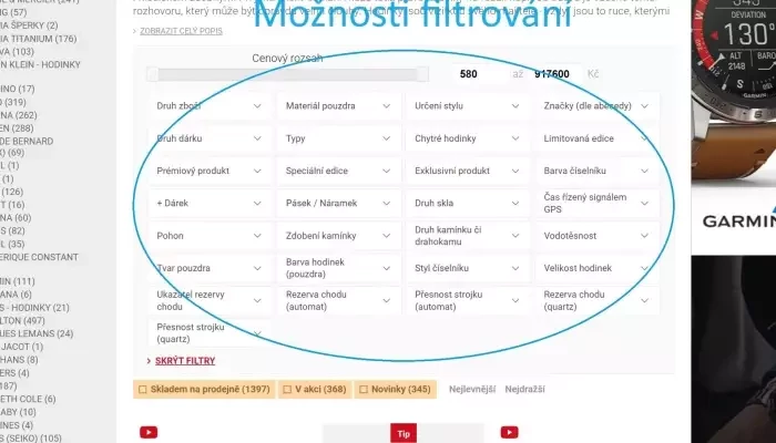 Opraveny filtry na webu
