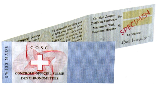 Certifikát COSC